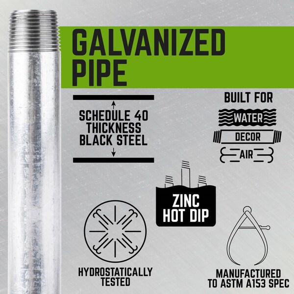 STZ Industries 3/8 In. MIP Each X 3/8 In. D MIP Galvanized Steel 5-1/2 In. L Nipple